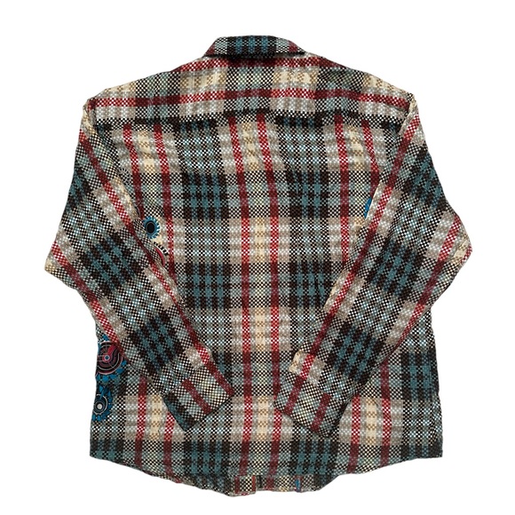 Robert Graham Limited Edition Plaid Shirt 2XL Embroidered 100% Silk Flip Cuff - Picture 4 of 16